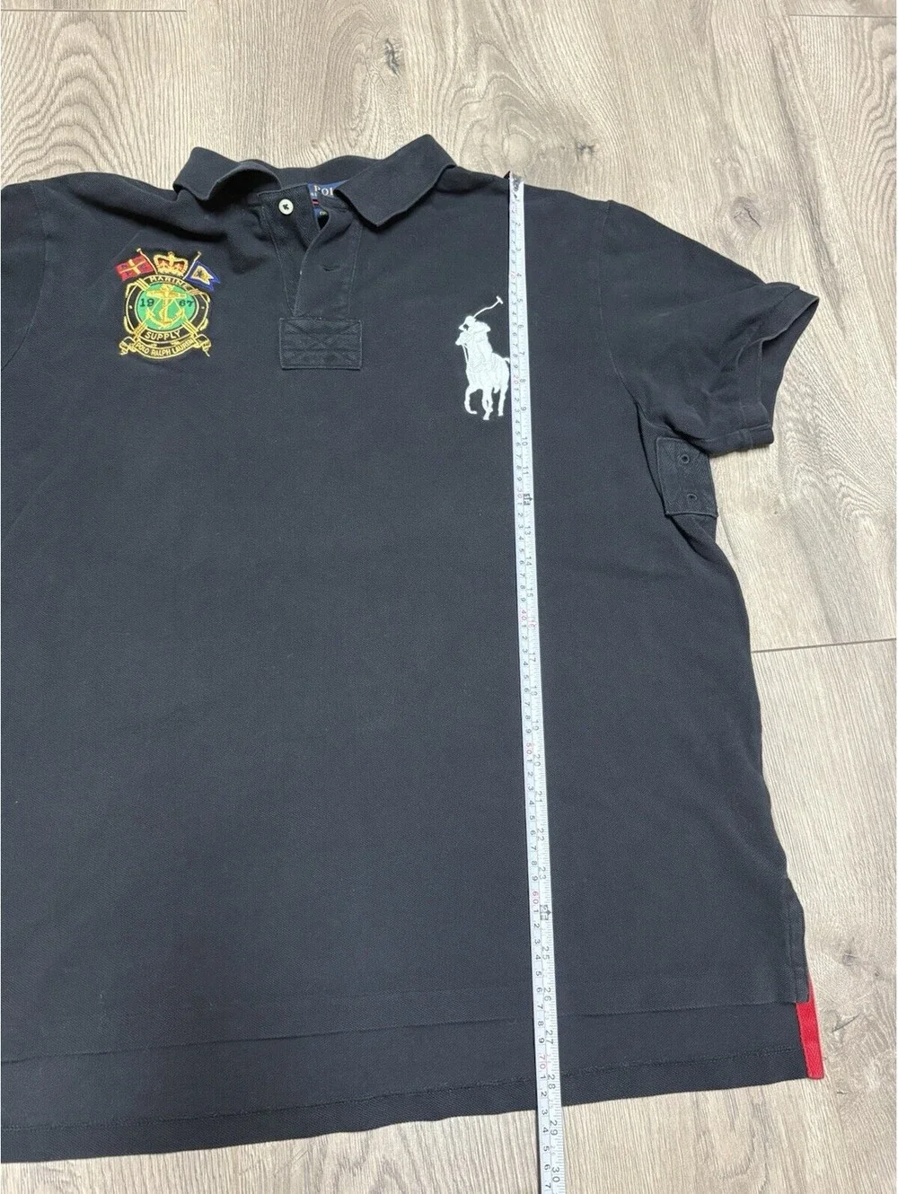 Ralph Lauren Polo Shirt Mens XXL Black Marine Supply Embroidered BIG PONY